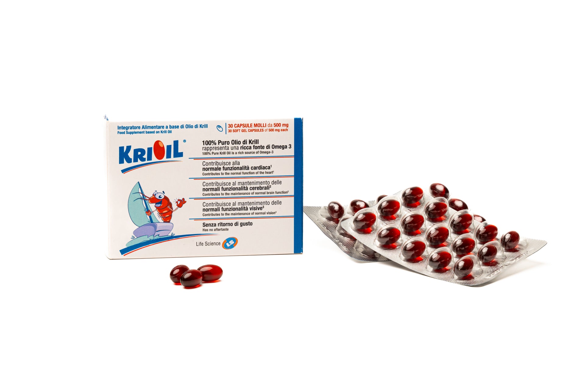 KRIOIL - Integratore di Olio di Krill Antartico, Ricco di Omega-3.